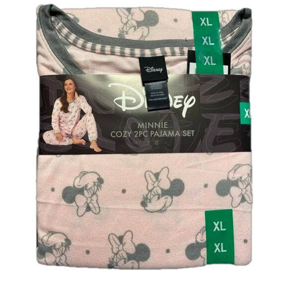 Disney Women’s Minnie Mouse Pink PJ Pajamas Loungewear 2 piece Set XL NWT - Picture 1 of 7